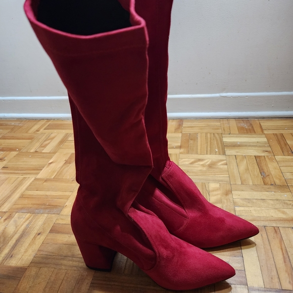 PREGUNTA square heel red Boots suede effect leather sole - Picture 9 of 13